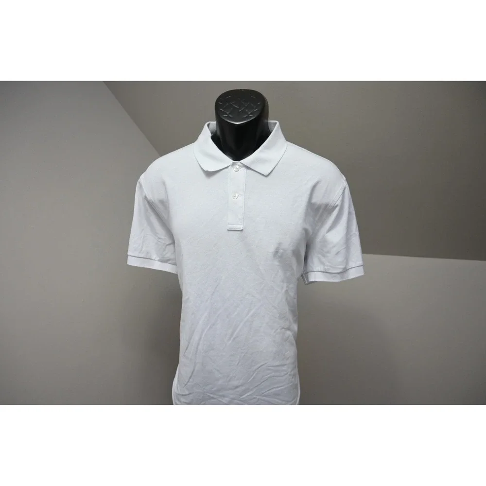 J. Crew Flex Pique Polo Mens XL White Untucked Short Sleeve Stretch Excellent
